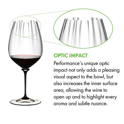 Riedel Fatto A Mano Performance Cabernet/Sauvignon Wine Glass with Black Stem, 28 Oz