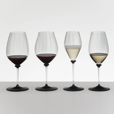 Riedel Fatto A Mano Performance 4-Piece Riesling Wine Glass with Black Base Set, 22 Oz