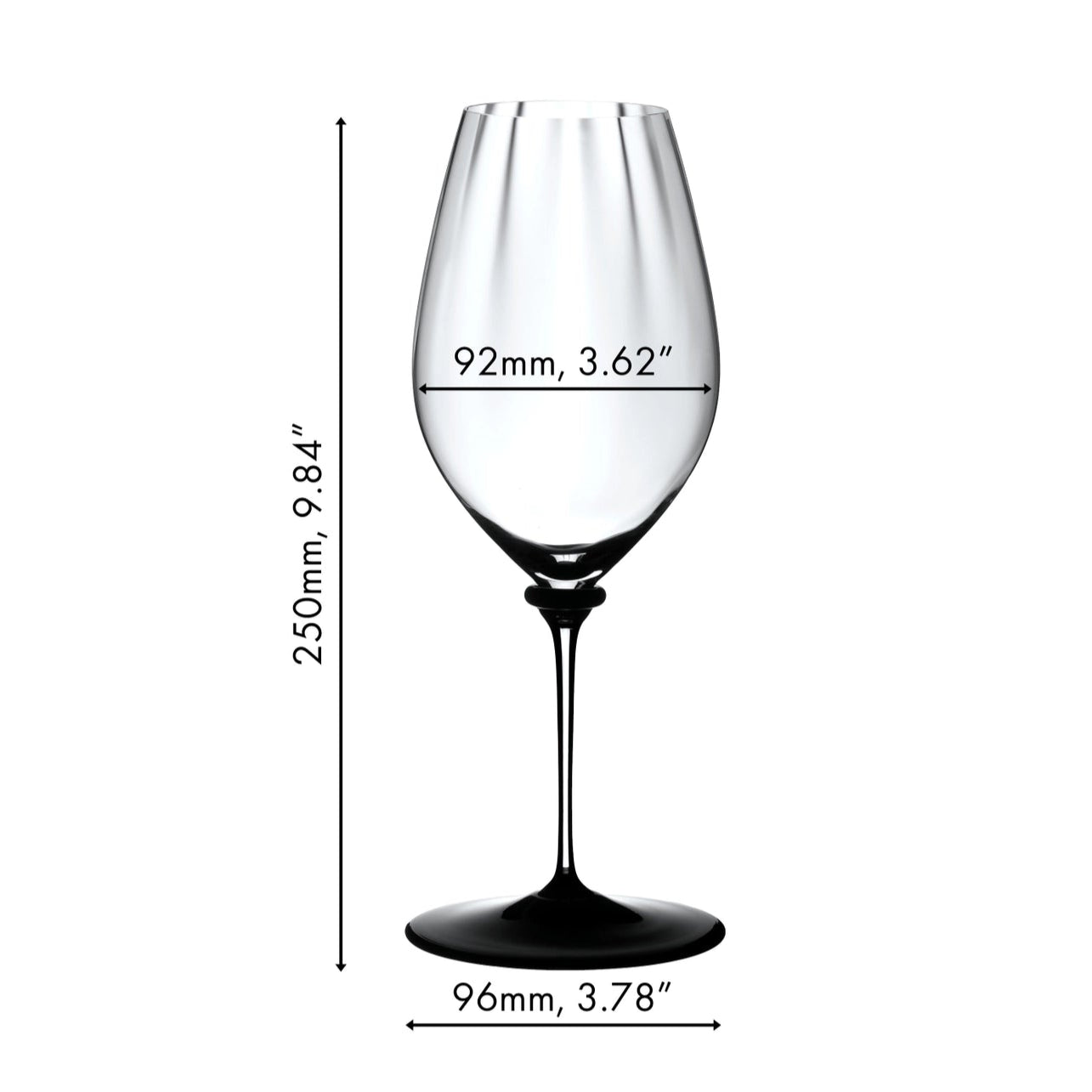 Riedel Fatto A Mano Performance 4-Piece Riesling Wine Glass with Black Base Set, 22 Oz