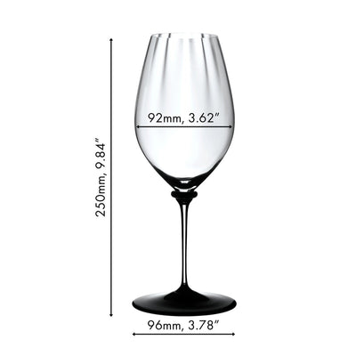 Riedel Fatto A Mano Performance 4-Piece Riesling Wine Glass with Black Base Set, 22 Oz
