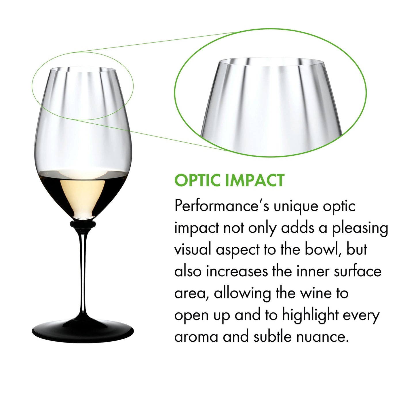 Riedel Fatto A Mano Performance 4-Piece Riesling Wine Glass with Black Base Set, 22 Oz