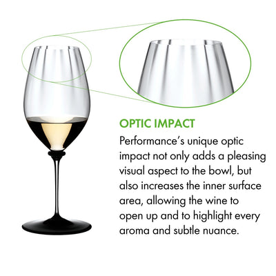 Riedel Fatto A Mano Performance 4-Piece Riesling Wine Glass with Black Base Set, 22 Oz
