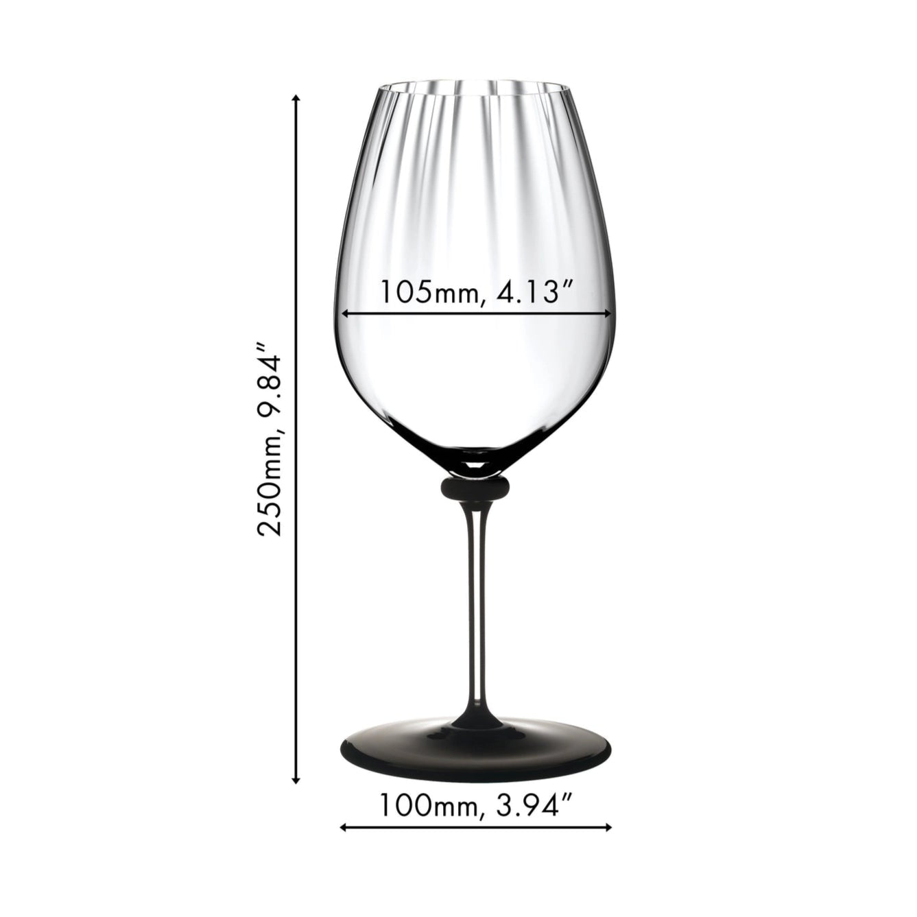 Riedel Fatto A Mano Performance Cabernet/Sauvignon Wine Glass with Black Base, 28 Oz