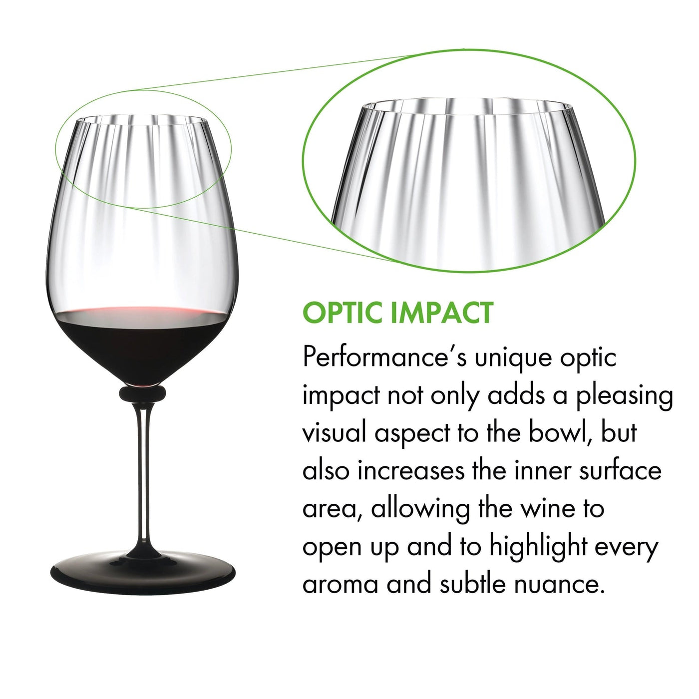 Riedel Fatto A Mano Performance Cabernet/Sauvignon Wine Glass with Black Base, 28 Oz