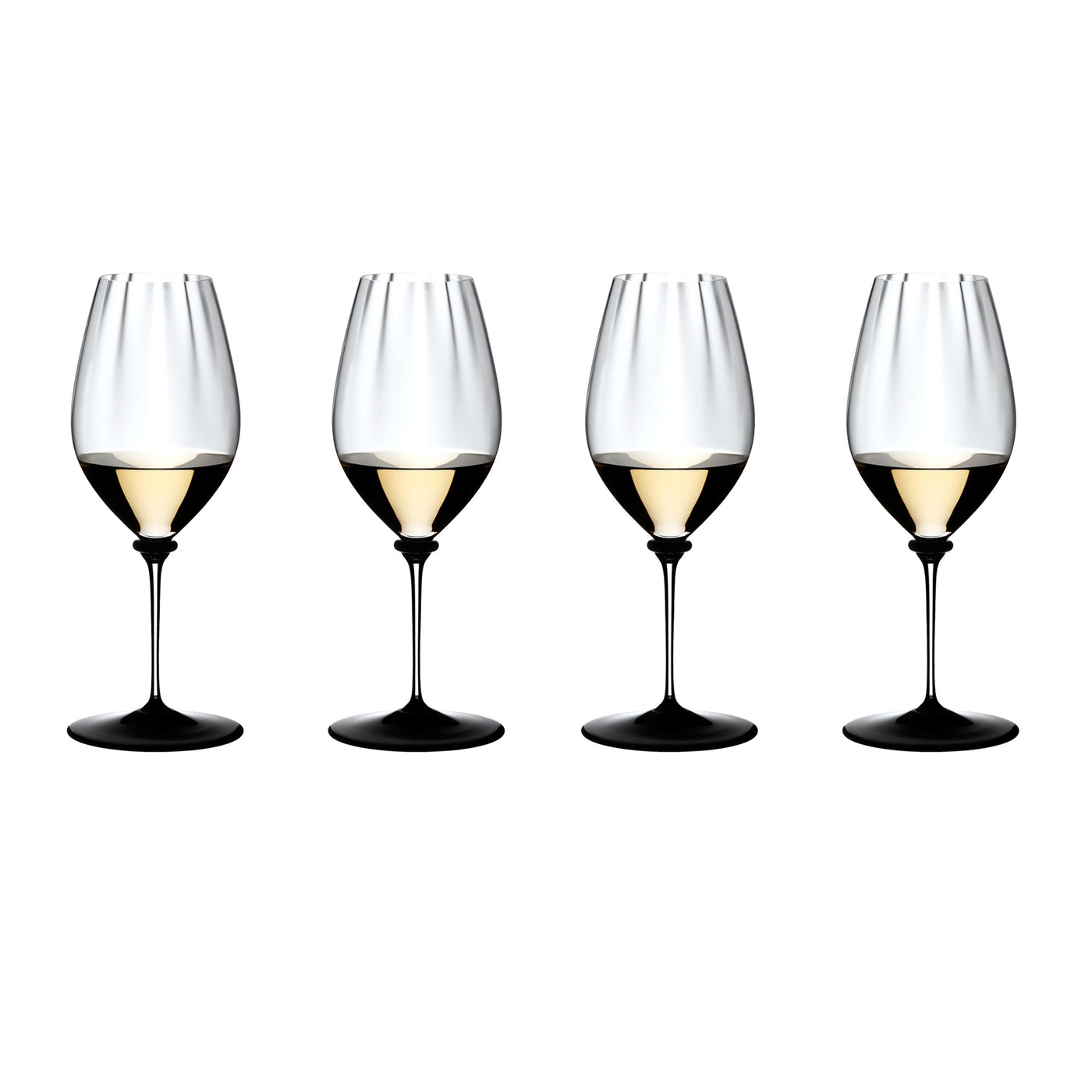 Riedel Fatto A Mano Performance 4-Piece Riesling Wine Glass with Black Base Set, 22 Oz