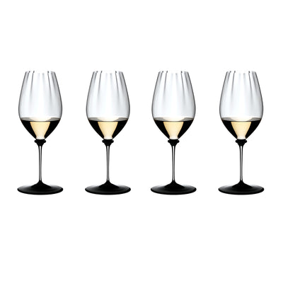 Riedel Fatto A Mano Performance 4-Piece Riesling Wine Glass with Black Base Set, 22 Oz