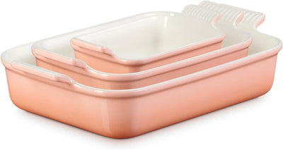 Le Creuset Heritage 3-Piece Rectangular Baking Dish Set, Peche - Kitchen Universe