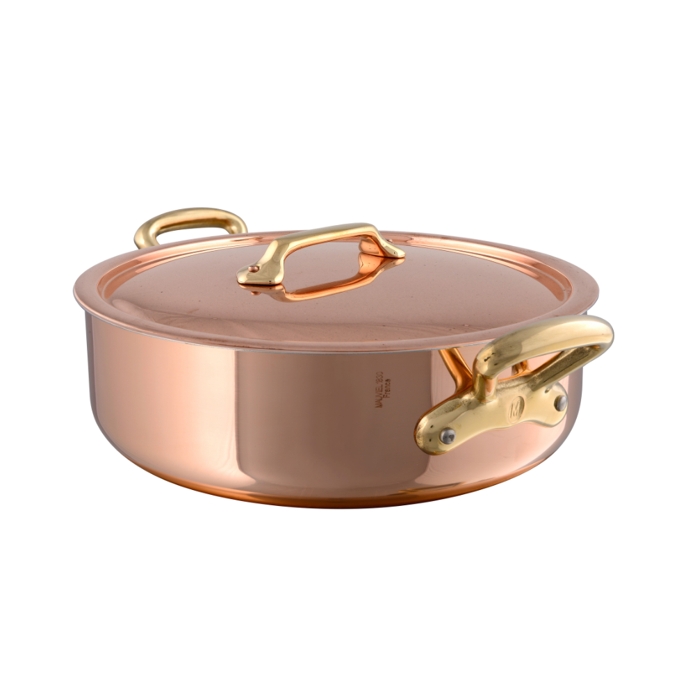 Mauviel M'heritage M200B Copper Rondeau w/Lid, Bronze Handles 5-qt - Kitchen Universe