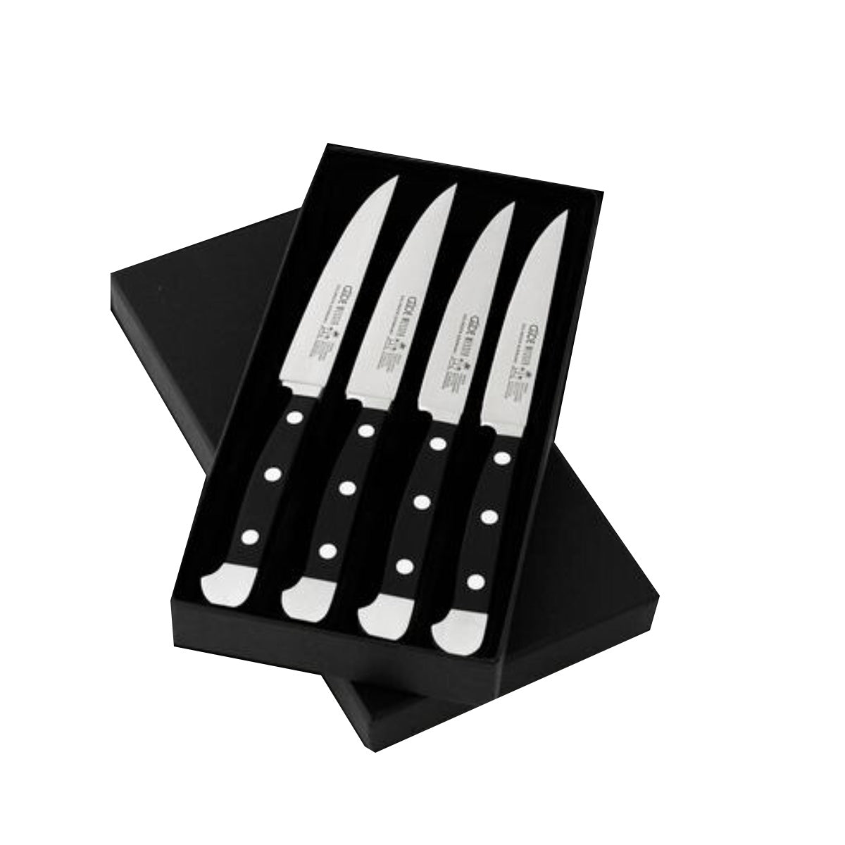 Gude Alpha 4-Piece Steak Knife With Black Hostaform Handle Set - Kitchen Universe