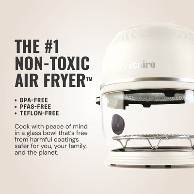 Fritaire Self-Cleaning Glass Bowl Air Fryer, 5-Qt, Mauve Rose