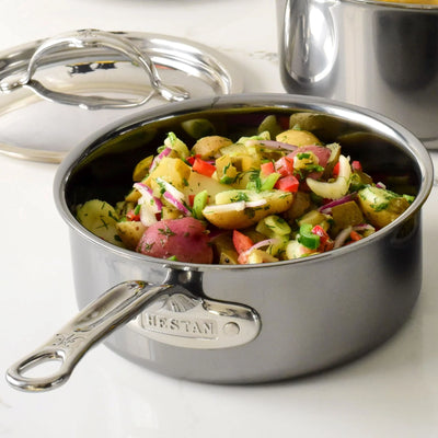 Hestan NanoBond Titanium Stainless Steel Sauce Pan With Helper Handle and Lid, 4-Quart