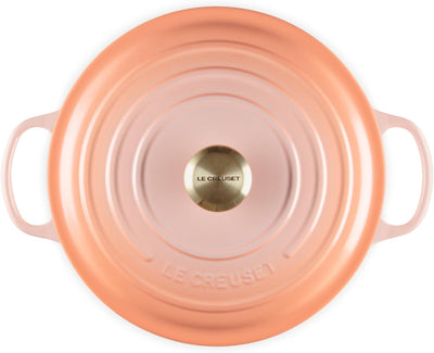 Le Creuset Enameled Cast Iron Shallow Round Dutch Oven, 5.5-Quart, Peche - Kitchen Universe