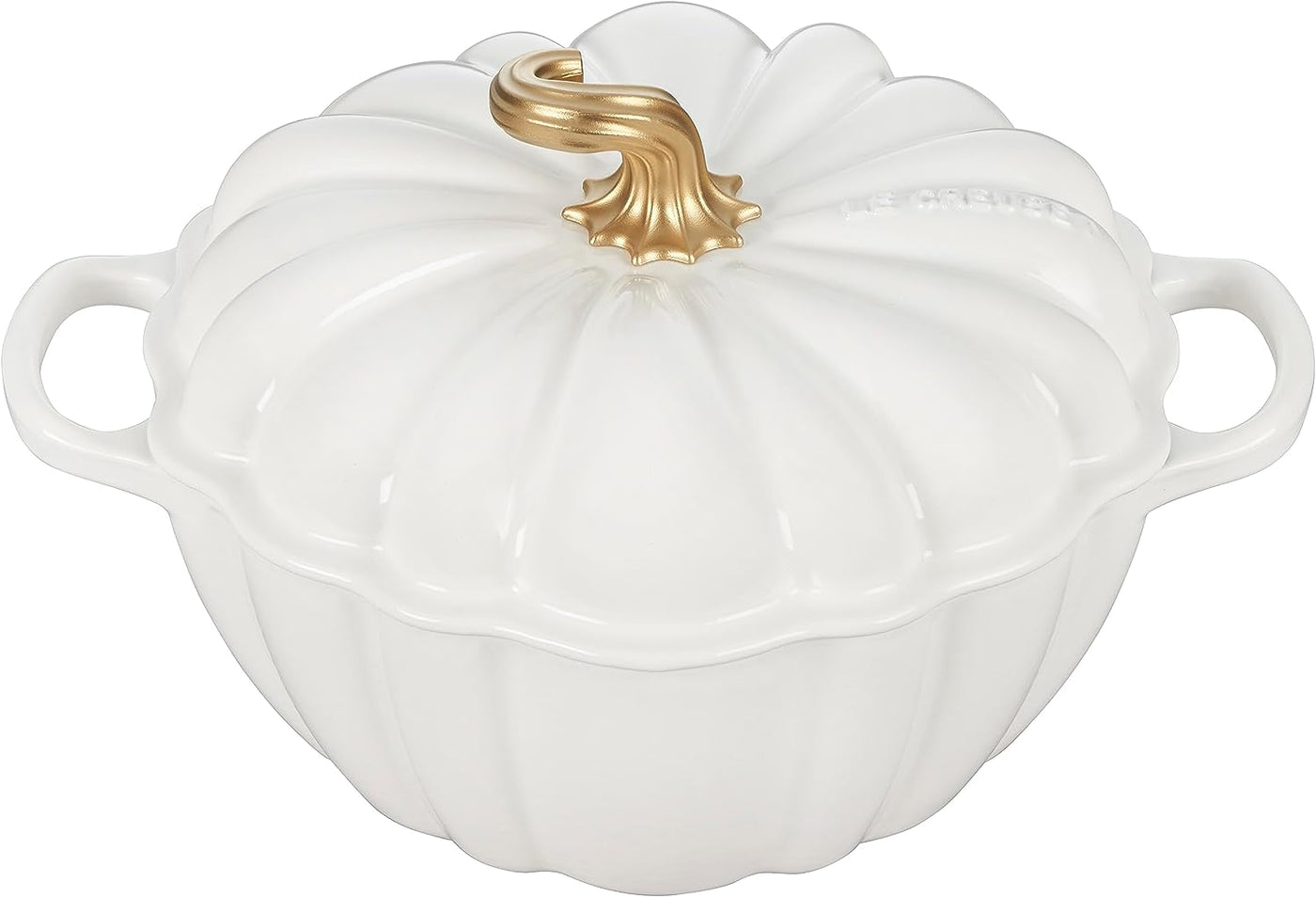 Le Creuset Figural Pumpkin Cocotte 4-Quart, White & Gold Figural Knob - Kitchen Universe