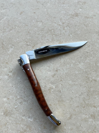 Arbalete Genes David Laguiole Multi-Purpose Folding Knife With Amourette Snakewood Handle And Polished Stainless Steel Bolster, 4.8-in