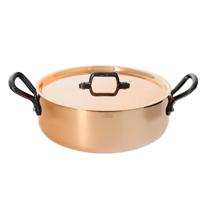 de Buyer Classic Copper Sauté Rondeau Pan with Cast Iron Handles, 5.2 qt - Kitchen Universe