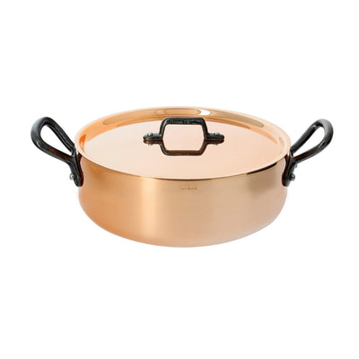 de Buyer Classic Copper Sauté Rondeau Pan with Cast Iron Handles, 3.3 qt - Kitchen Universe