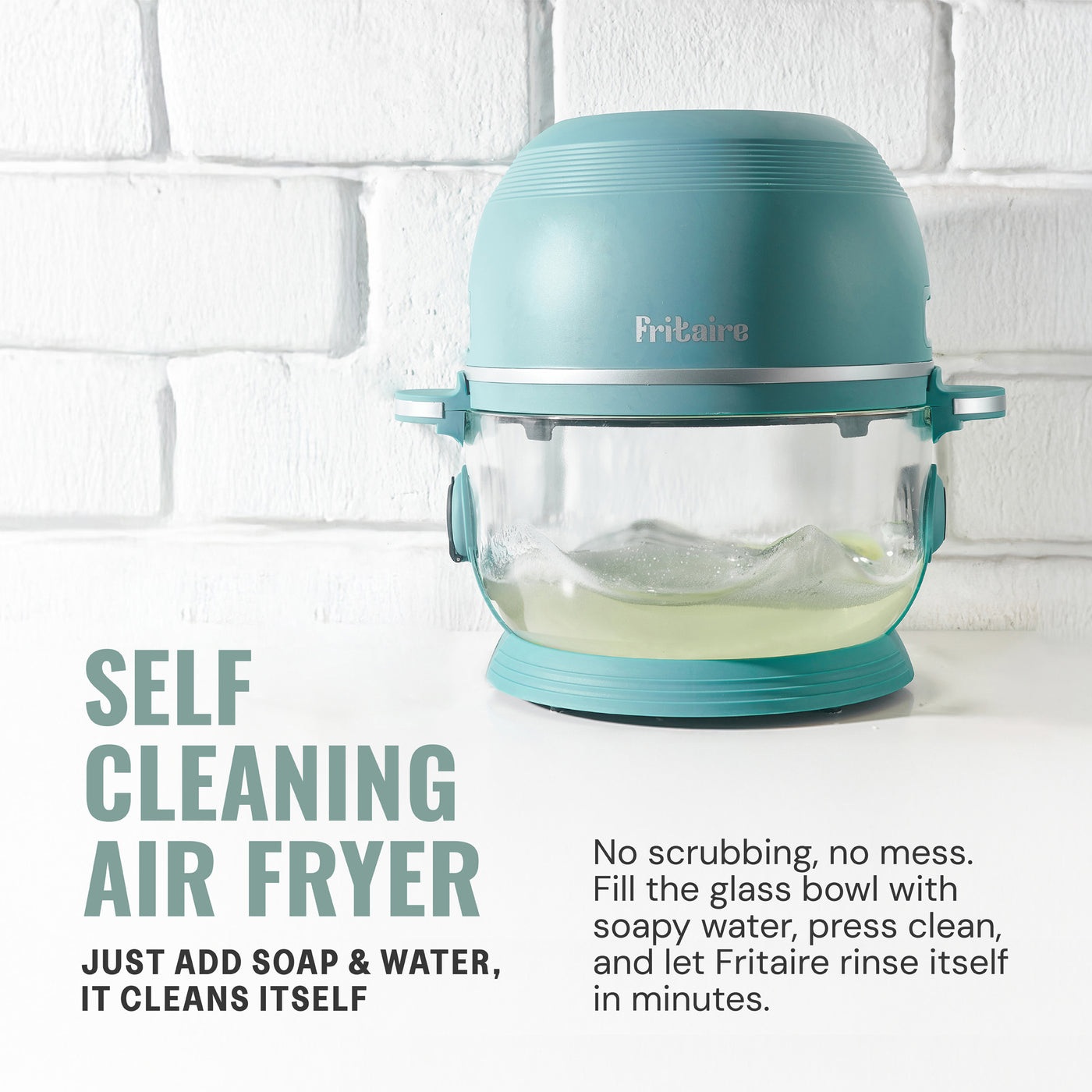 Fritaire Self-Cleaning Glass Bowl Air Fryer, 5-Qt, Mauve Rose