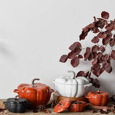 Staub Cast Iron Pumpkin Cocotte 3.5-Quart, Burnt Orange with Stainless Stem