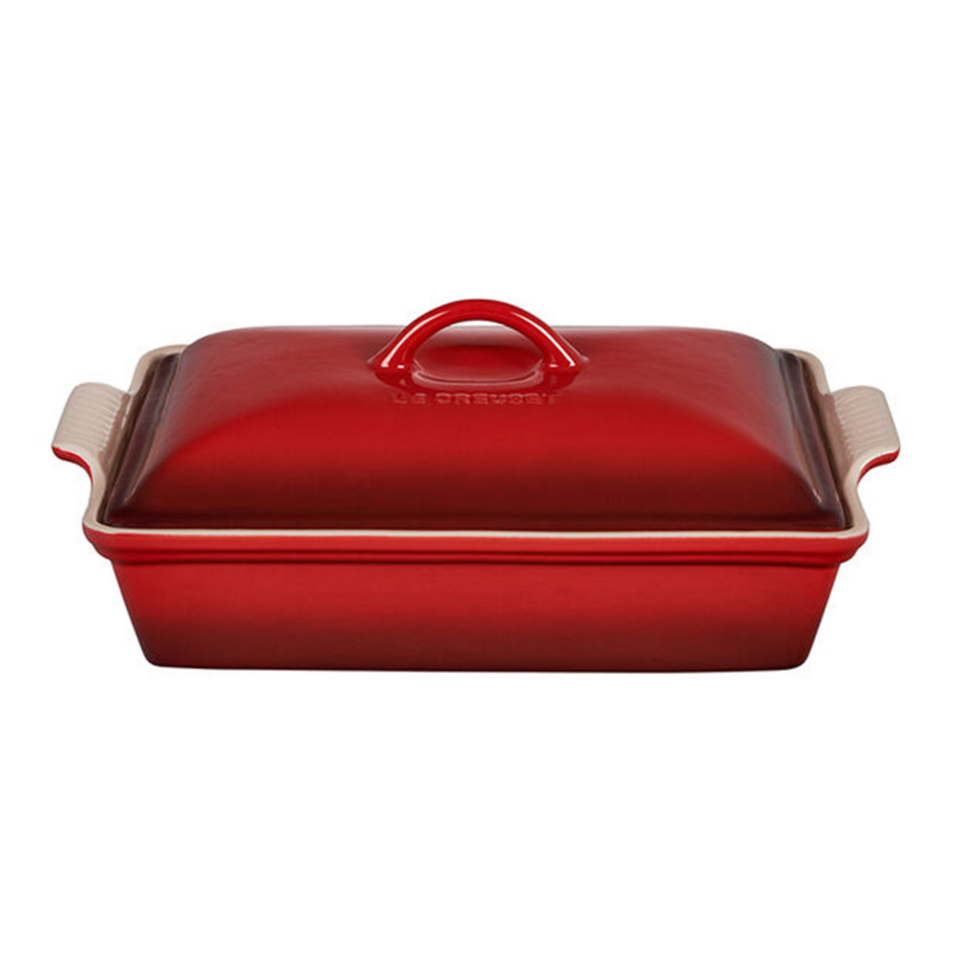 Le Creuset Heritage Stoneware Rectangular Casserole With Lid, 4-Quart, Cerise - Kitchen Universe