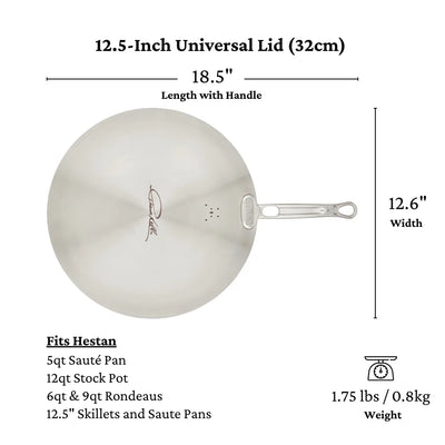 Hestan Thomas Keller Insignia Commercial Clad Stainless Steel Universal Lid, 12.5-in