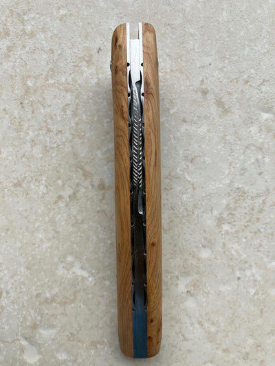 Arbalete Genes David Multi-Purpose Folding Knife With Handcarved Spring And Juniper Wood Handle, 4.8-in