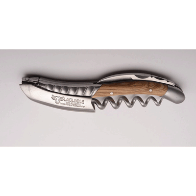 Laguiole en Aubrac Deluxe Sommelier Waiter's Corkscrew with Olivewood Handle & Twisted Bolster - Kitchen Universe