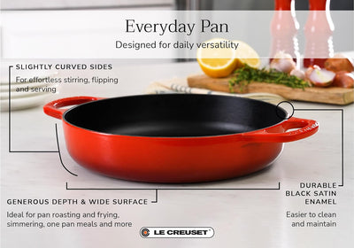 Le Creuset Signature Enameled Cast Iron Everyday Pan, 11-Inches, White - Kitchen Universe