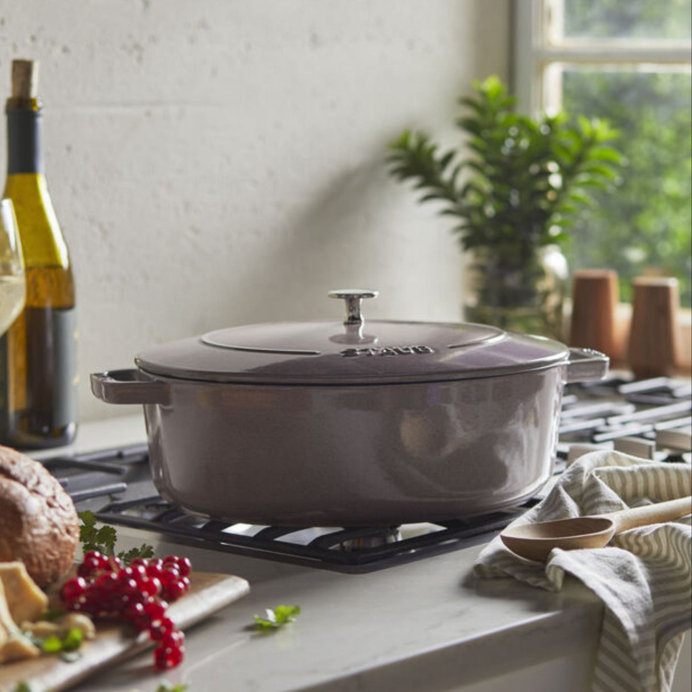 Staub Cast Iron Wide Oval Dutch Oven, 6.25-qt, Cherry Blossom