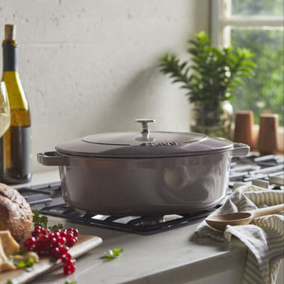 Staub Cast Iron Wide Oval Dutch Oven, 6.25-qt, Cherry Blossom