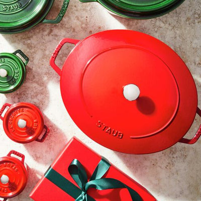 Staub Cast Iron Wide Oval Dutch Oven, 6.25-qt, Cherry - Kitchen Universe