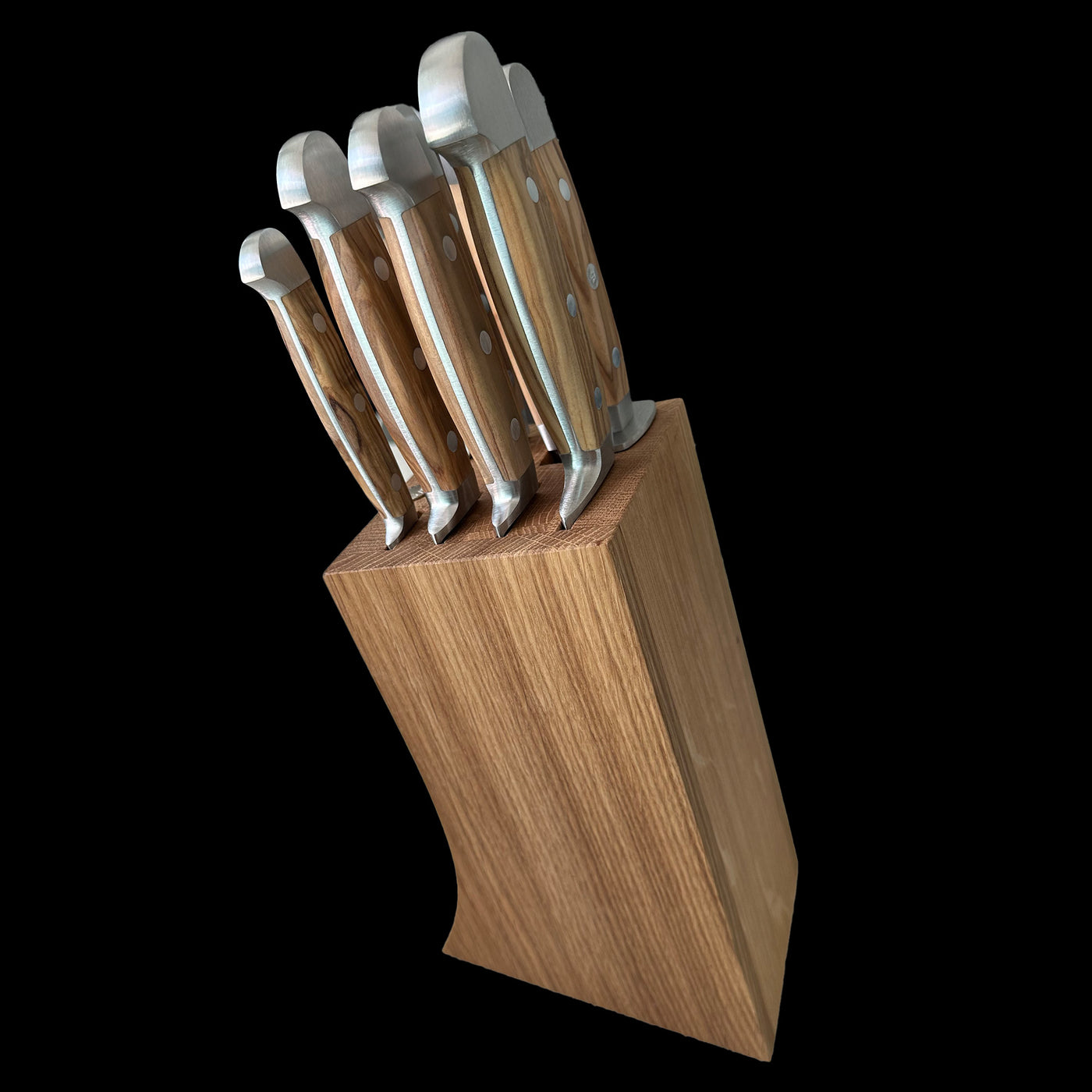 Gude Alpha Olive Series 9-Piece Knife Block Set, Olive Wood Handle - Kitchen Universe
