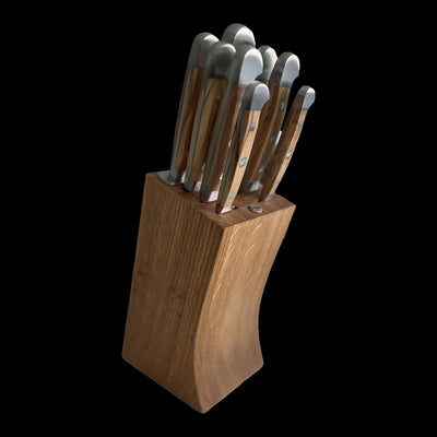 Gude Alpha Olive Series 9-Piece Knife Block Set, Olive Wood Handle - Kitchen Universe