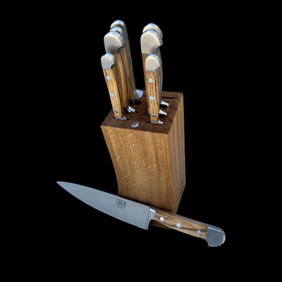 Gude Alpha Olive Series 9-Piece Knife Block Set, Olive Wood Handle - Kitchen Universe