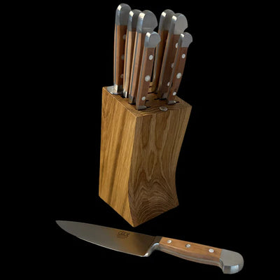 Gude Alpha Pear Series 9-Piece Knife Block Set, Luxury Pear Wood Handle - Kitchen Universe