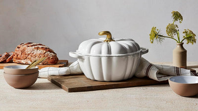 Le Creuset Figural Pumpkin Cocotte 4-Quart, White & Gold Figural Knob - Kitchen Universe