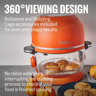 Fritaire Self-Cleaning Glass Bowl Air Fryer, 5-Qt, Cherry - Kitchen Universe