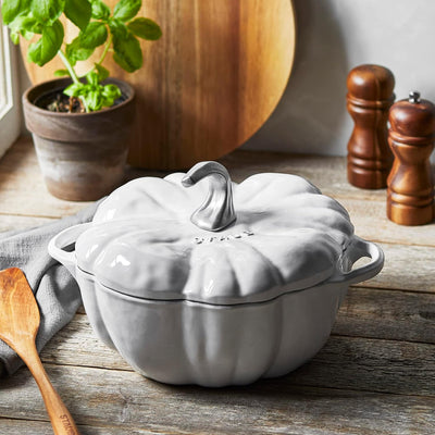Staub Cast Iron Pumpkin Cocotte 3.5-Quart, White Truffle