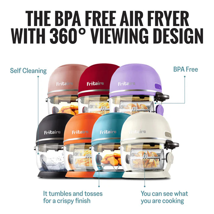 Fritaire Self-Cleaning Glass Bowl Air Fryer, 5-Qt, Cherry - Kitchen Universe
