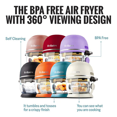 Fritaire Self-Cleaning Glass Bowl Air Fryer, 5-Qt, Cherry - Kitchen Universe