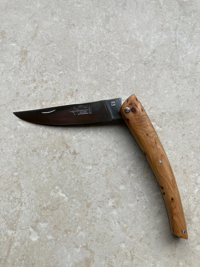 Arbalete Genes David Multi-Purpose Folding Knife With Handcarved Spring And Juniper Wood Handle, 4.8-in