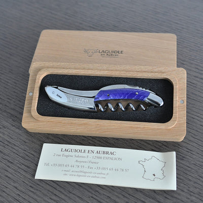 Laguiole en Aubrac Deluxe Sommelier Waiter's Corkscrew with Juma Lilas Handle - Kitchen Universe