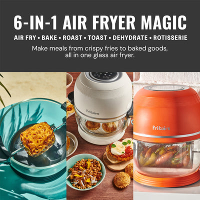 Fritaire Self-Cleaning Glass Bowl Air Fryer, 5-Qt, Mauve Rose