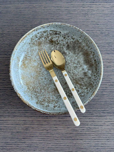Sabre Bistrot Gold 5-Piece Flatware Set, Ivory