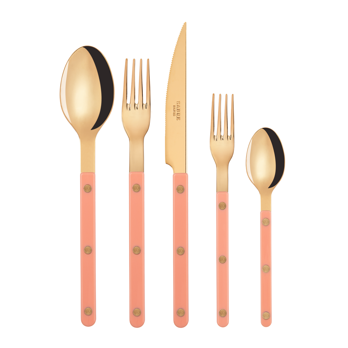 Sabre Bistrot Gold 5-Piece Flatware Set, Ivory at Kitchen Universe