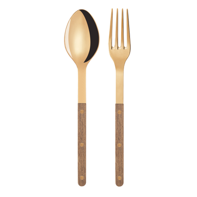 Sabre Bistrot Gold Serving Set, Teak - Kitchen Universe