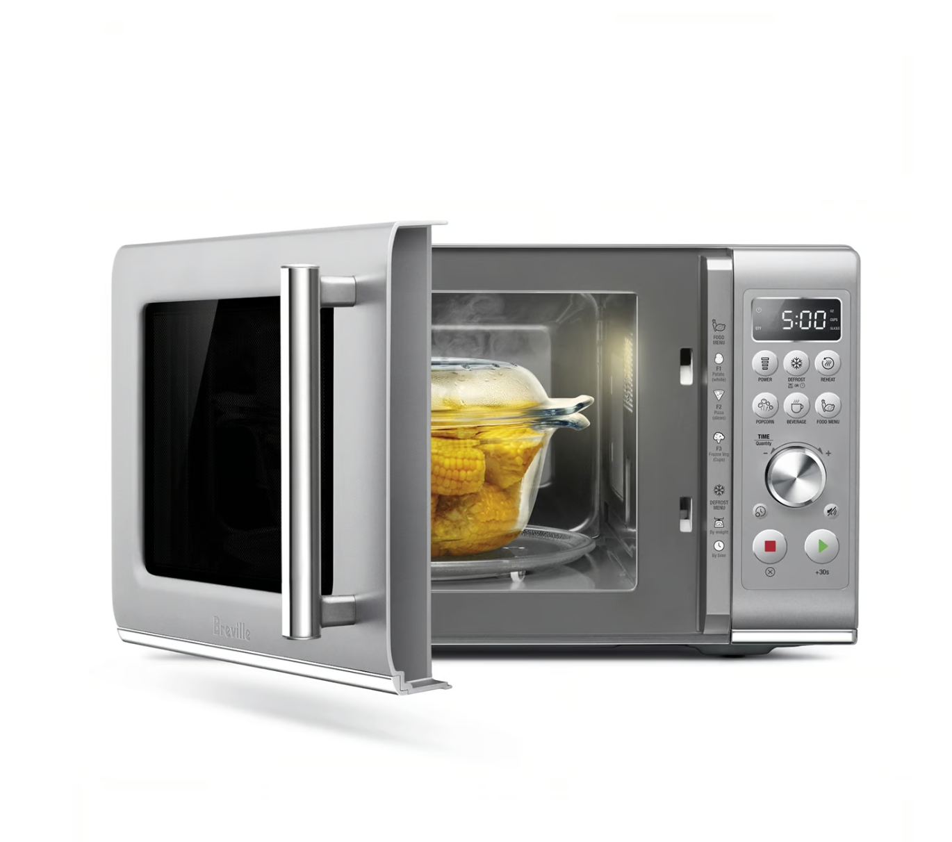 Breville Brushed Stainless Steel Compact Wave Soft Close Microwave - Kitchen Universe