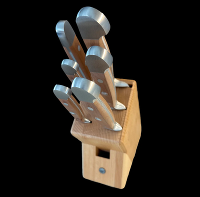 Gude Alpha Pear Series 8-Piece Knife Block Set, Luxury Pear Wood Handle - Kitchen Universe