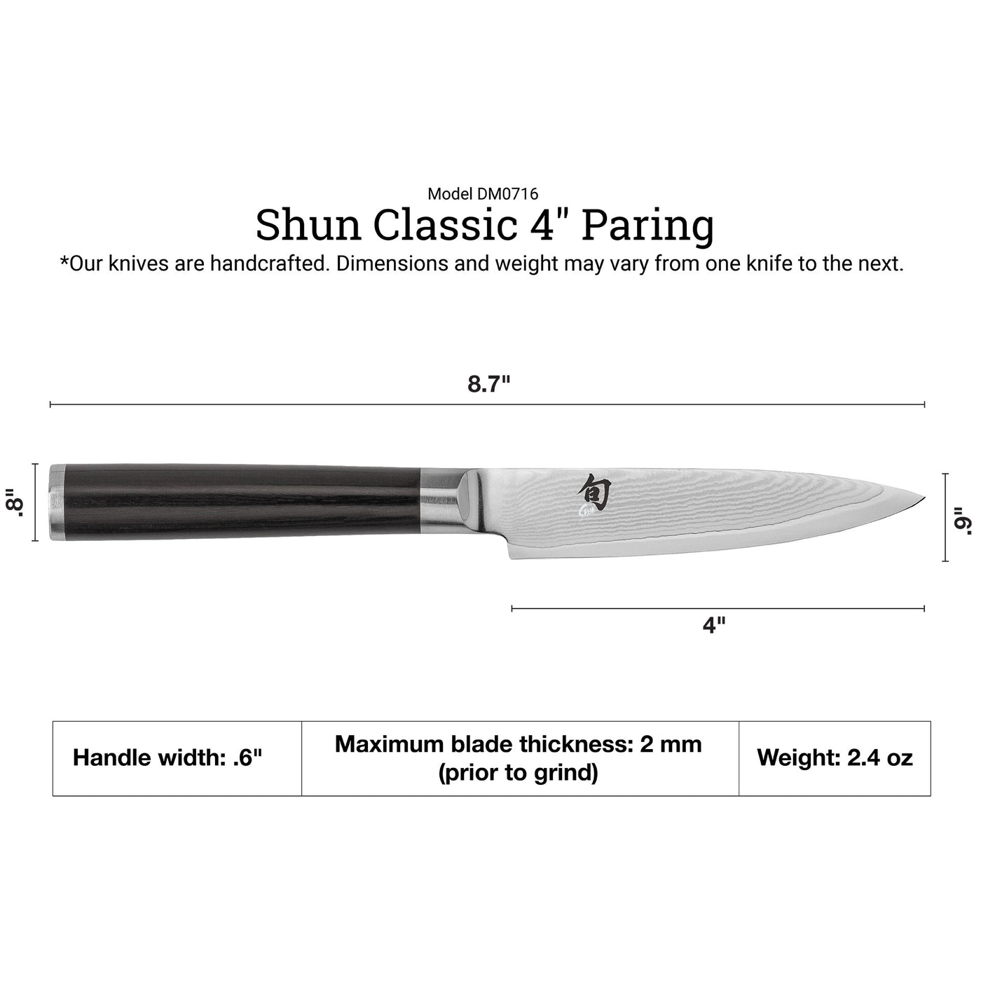 Shun Classic Paring Knife, 4-in. - Kitchen Universe