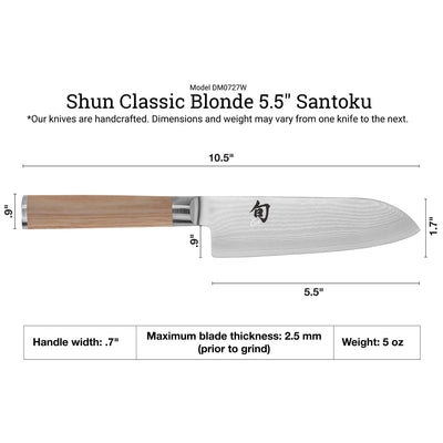 Shun Classic Blonde Santoku Knife 5.5-in - Kitchen Universe