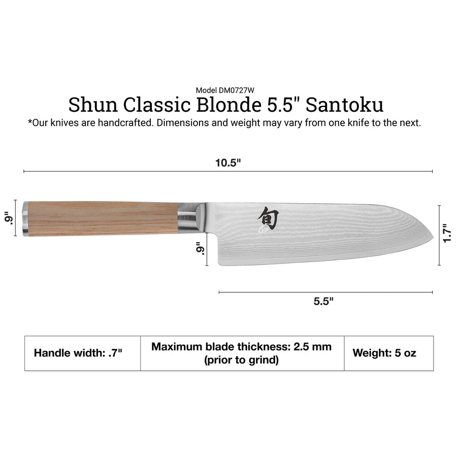 Qun様 Shun Classic Blonde Santoku Knife 5.5-in | Kitchen Universe